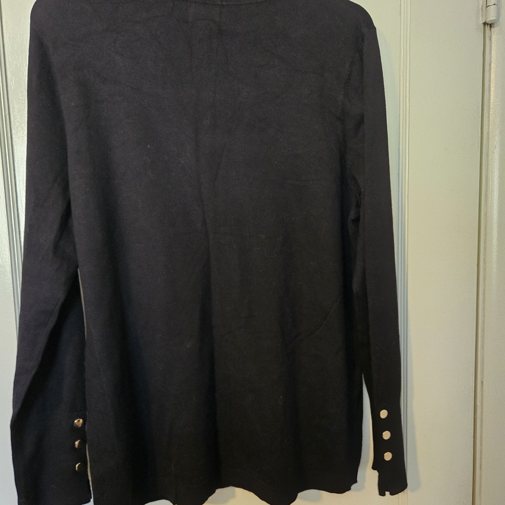 JM Collection Black Long Sleeve Sweater with Gold Button Cuffs